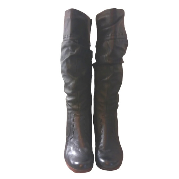 Guess Tall Black Leather Boots Knee High Heeled Boots - Picture 3 of 11